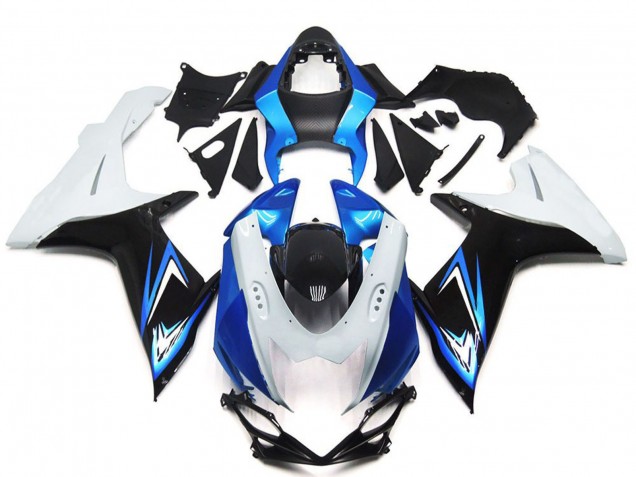 Carenados Moto Suzuki GSXR 600 / GSXR 750 2011-2024 - Blanco Azul Claro Negro Brillante Asequibles