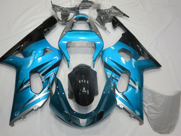 Carenados Moto Suzuki GSXR 600 / GSXR 750 2001-2003 - Azul Claro Plata Negro Brillante Asequibles