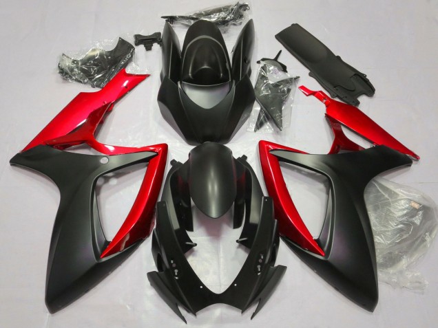 Carenados Moto Suzuki GSXR 600 / GSXR 750 2006-2007 - Negro Mate Rojo Asequibles