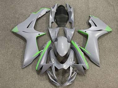 Carenados Moto Suzuki GSXR 600 / GSXR 750 2011-2024 - Nardo Gris Mate Verde Accents Asequibles