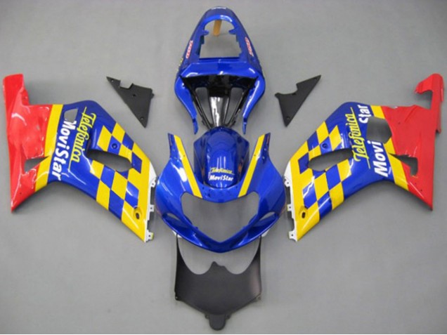 Carenados Moto Suzuki GSXR 600 / GSXR 750 2001-2003 - Azul Amarillo Rojo Telefonica MoviStar Asequibles