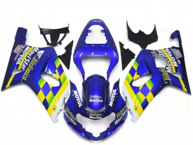 Carenados Moto Suzuki GSXR 600 / GSXR 750 2001-2003 - Azul Amarillo Verde Blanco MoviStar Asequibles