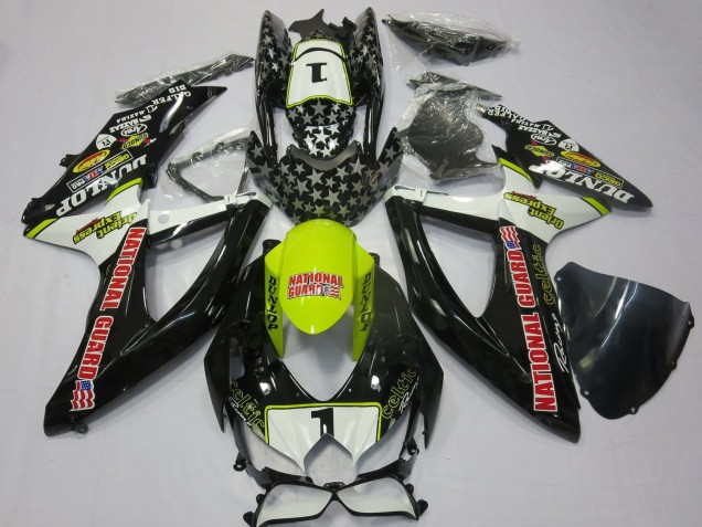 Carenados Moto Suzuki GSXR 600 / GSXR 750 2008-2010 - Blanco Amarillo Rojo Negro National Guard Asequibles