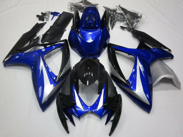 Carenados Moto Suzuki GSXR 600 / GSXR 750 2006-2007 - Azul Plata Negro Brillante OEM Estilo Asequibles