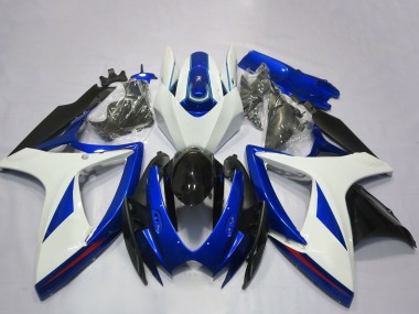 Carenado Moto Suzuki GSXR 600 / GSXR 750 2006-2007 - Blanco Azul Negro Brillante OEM Estilo Asequibles