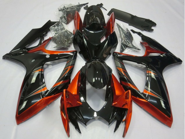 Carenados Moto Suzuki GSXR 600 / GSXR 750 2006-2007 - Naranja Negro Brillante Asequibles