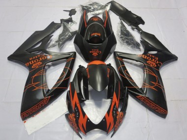 Carenados Moto Suzuki GSXR 600 / GSXR 750 2006-2007 - Negro Mate Naranja Corona Extra Alstare Motul Asequibles