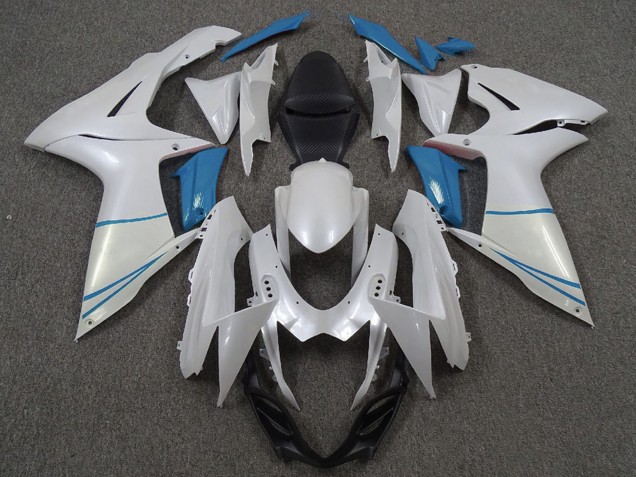 Carenados Moto Suzuki GSXR 600 / GSXR 750 2011-2024 - Blanco Perla Azul Claro Asequibles