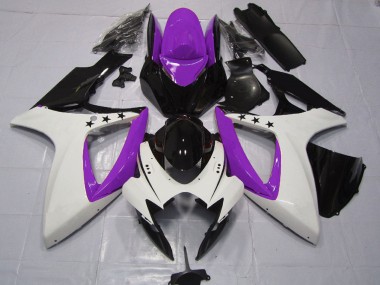 Carenados Moto Suzuki GSXR 600 / GSXR 750 2006-2007 - Púrpura Blanco Negro Brillante Estrella Asequibles