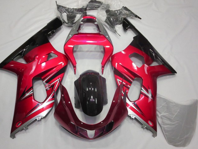 Carenados Moto Suzuki GSXR 600 / GSXR 750 2001-2003 - Rojo Plata Negro Brillante Asequibles