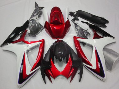 Carenados Moto Suzuki GSXR 600 / GSXR 750 2006-2007 - Blanco Rojo Negro Brillante Asequibles