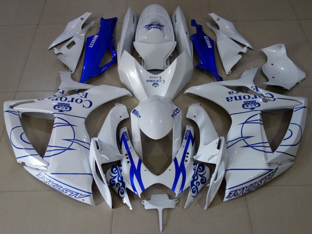 Carenados Moto Suzuki GSXR 600 / GSXR 750 2006-2007 - Blanco Azul Corona Alstare Asequibles