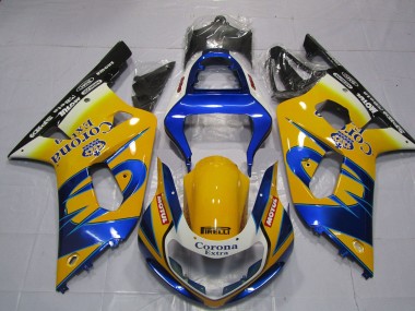 Carenados Moto Suzuki GSXR 600 / GSXR 750 2001-2003 - Amarillo Azul Blanco Corona Motul Asequibles