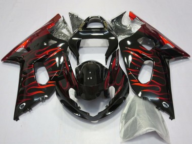 Carenados Moto Suzuki GSXR 600 / GSXR 750 2001-2003 - Negro Brillante Rojo Llama Asequibles