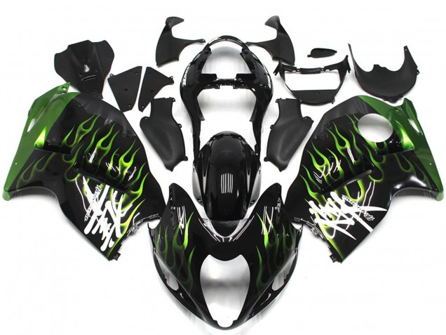 Carenados Moto Suzuki GSXR 1300 1996-2007 - Negro Brillante Verde Profundo Llama Asequibles