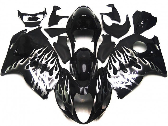 Carenados Moto Suzuki GSXR 1300 1996-2007 - Negro Brillante Plata Llama Asequibles
