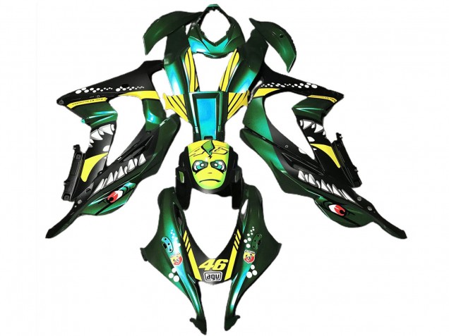Carenados Moto Kawasaki ZX10R 2016-2020 - Verde Bosque Amarillo Tiburón 46 Asequibles