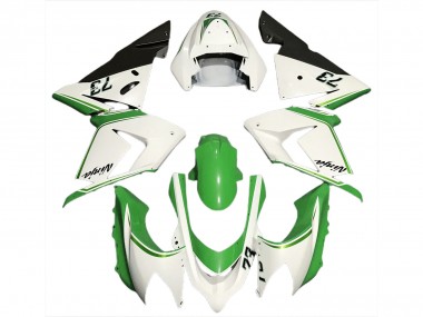 Carenados Moto Kawasaki ZX10R 2004-2005 - Blanco Brillante Verde Asequibles