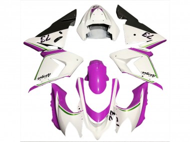 Carenados Moto Kawasaki ZX10R 2004-2005 - Blanco Brillante Rosa Asequibles
