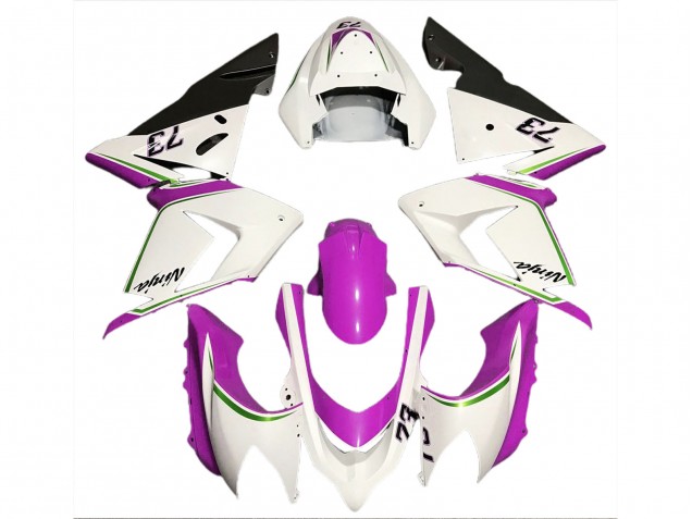 Carenados Moto Kawasaki ZX10R 2004-2005 - Blanco Brillante Rosa Asequibles