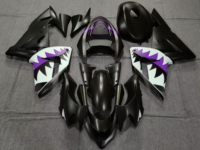 Carenados Moto Kawasaki ZX10R 2004-2005 - Negro Mate Púrpura Tiburón Asequibles