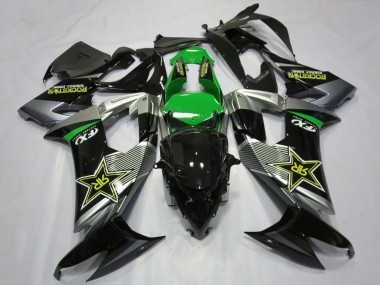 Carenados Moto Kawasaki ZX10R 2008-2010 - Gris Verde Negro Rockstar Asequibles