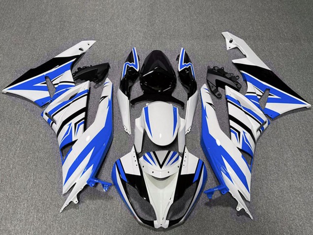 Carenados Moto Kawasaki ZX6R 2009-2012 - Blanco Azul Negro Zag Asequibles