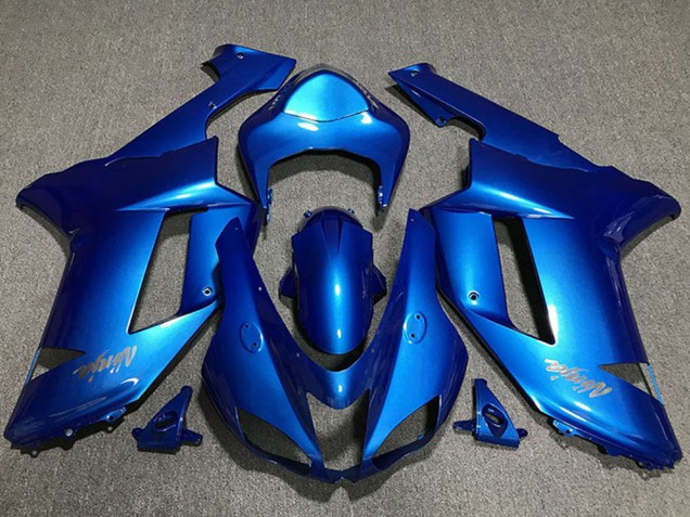 Carenados Moto Kawasaki ZX6R 2007-2008 - Azul Brillante Chrome Logo Asequibles