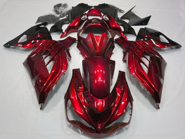 Carenado Moto Kawasaki ZX14R ZZR1400 2012-2024 - Rojo Negro Brillante Asequibles
