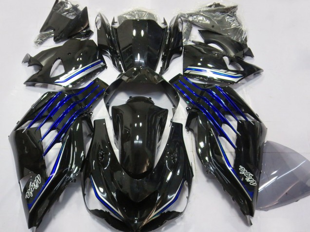 Carenados Moto Kawasaki ZX14R ZZR1400 2012-2024 - Negro Brillante Azul Asequibles