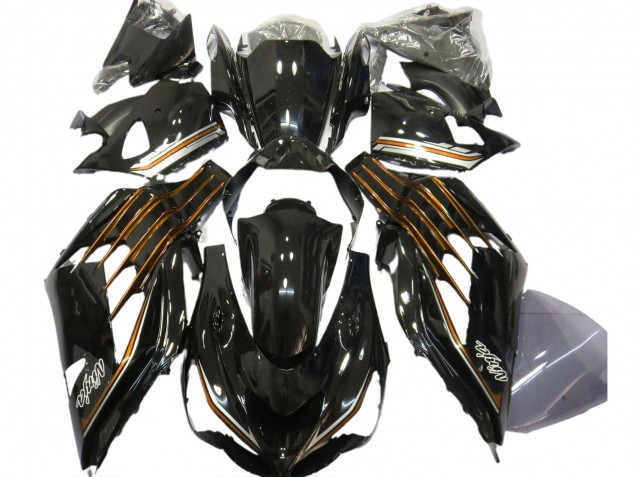 Carenados Moto Kawasaki ZX14R ZZR1400 2012-2024 - Negro Brillante Naranja Asequibles