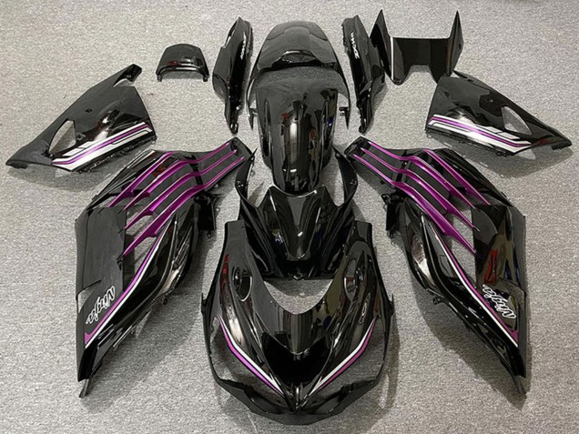 Carenados Moto Kawasaki ZX14R ZZR1400 2012-2024 - Negro Brillante Púrpura Asequibles