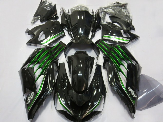 Carenados Moto Kawasaki ZX14R ZZR1400 2012-2024 - Negro Brillante Verde Asequibles