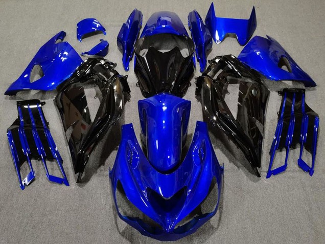 Carenado Moto Kawasaki ZX14R ZZR1400 2012-2024 - Azul Negro Brillante Asequibles