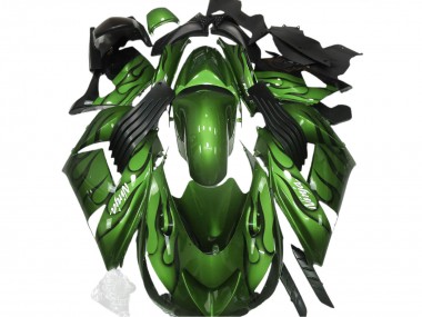 Carenados Moto Kawasaki ZX14R 2006-2011 - Verde Negro Llama Asequibles