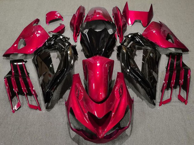 Carenados Moto Kawasaki ZX14R ZZR1400 2012-2024 - Rojo Negro Brillante Asequibles
