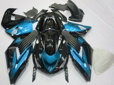 Carenados Moto Kawasaki ZX14R 2006-2011 - Azul Claro Negro Brillante Asequibles