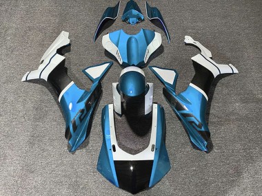 Carenados Moto Yamaha R1 2015-2019 - Azul Claro Blanco FibraCarbono Accents Asequibles