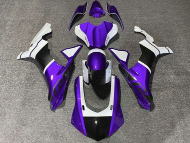 Carenados Moto Yamaha R1 2015-2019 - Blanco Púrpura FibraCarbono Accents Asequibles