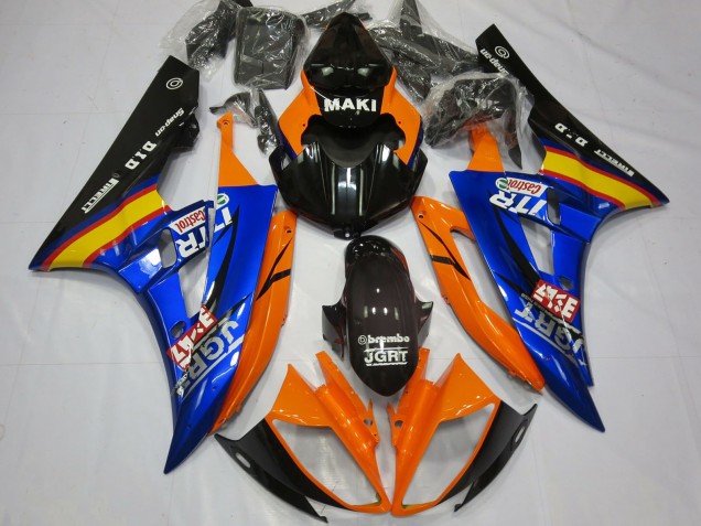 Carenados Moto Yamaha R6 2006-2007 - Naranja Azul Negro Brillante Castrol Asequibles