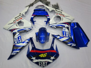 Carenados Moto Yamaha R6 2003-2004 - Blanco Azul Fiat Michelin Motul 46 Asequibles