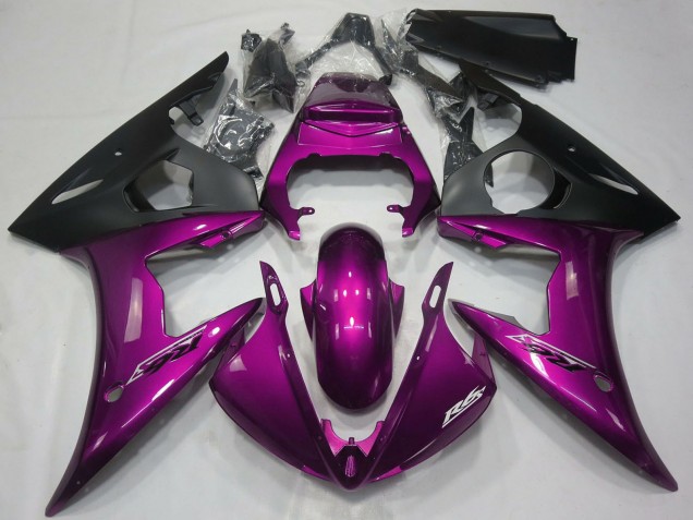 Carenados Moto Yamaha R6 2005 - Rosa Oscuro Negro Mate Asequibles
