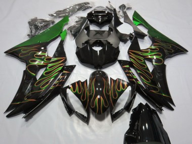 Carenados Moto Yamaha R6 2008-2016 - Verde Negro Brillante Oro Llama Asequibles