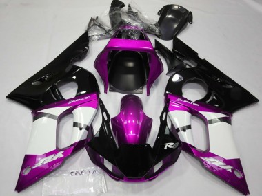 Carenados Moto Yamaha R6 1998-2002 - Púrpura Blanco Negro Brillante Asequibles