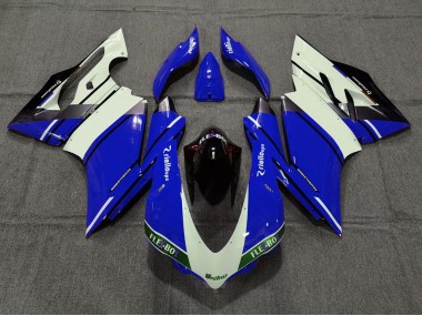 Carenados Moto Ducati 959 1299 2015-2020 - Azul Blanco Negro Brillante Unibat Flex-Box OEM Estilo Asequibles