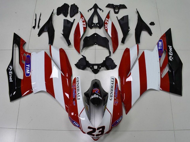 Carenados Moto Ducati 959 1299 2015-2020 - Blanco Rojo Negro Brillante Generali Tim 23 Asequibles