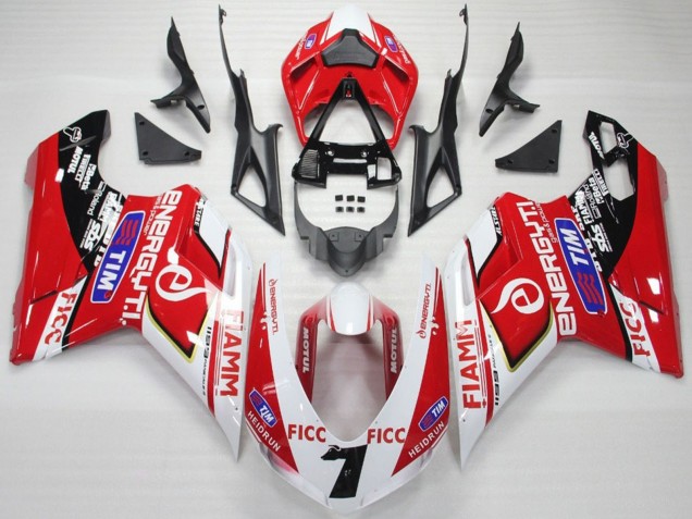 Carenados Moto Ducati 848 1098 1198 2007-2014 - Blanco Rojo Azul Negro Brillante Ficc Fiamm 7 Asequibles
