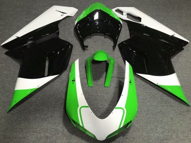 Carenados Moto Ducati 848 1098 1198 2007-2014 - Blanco Verde Negro Brillante Asequibles