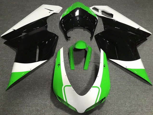 Carenados Moto Ducati 848 1098 1198 2007-2014 - Blanco Verde Negro Brillante Asequibles