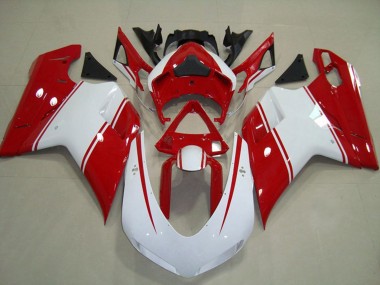 Carenados Moto Ducati 848 1098 1198 2007-2014 - Blanco Rojo Asequibles